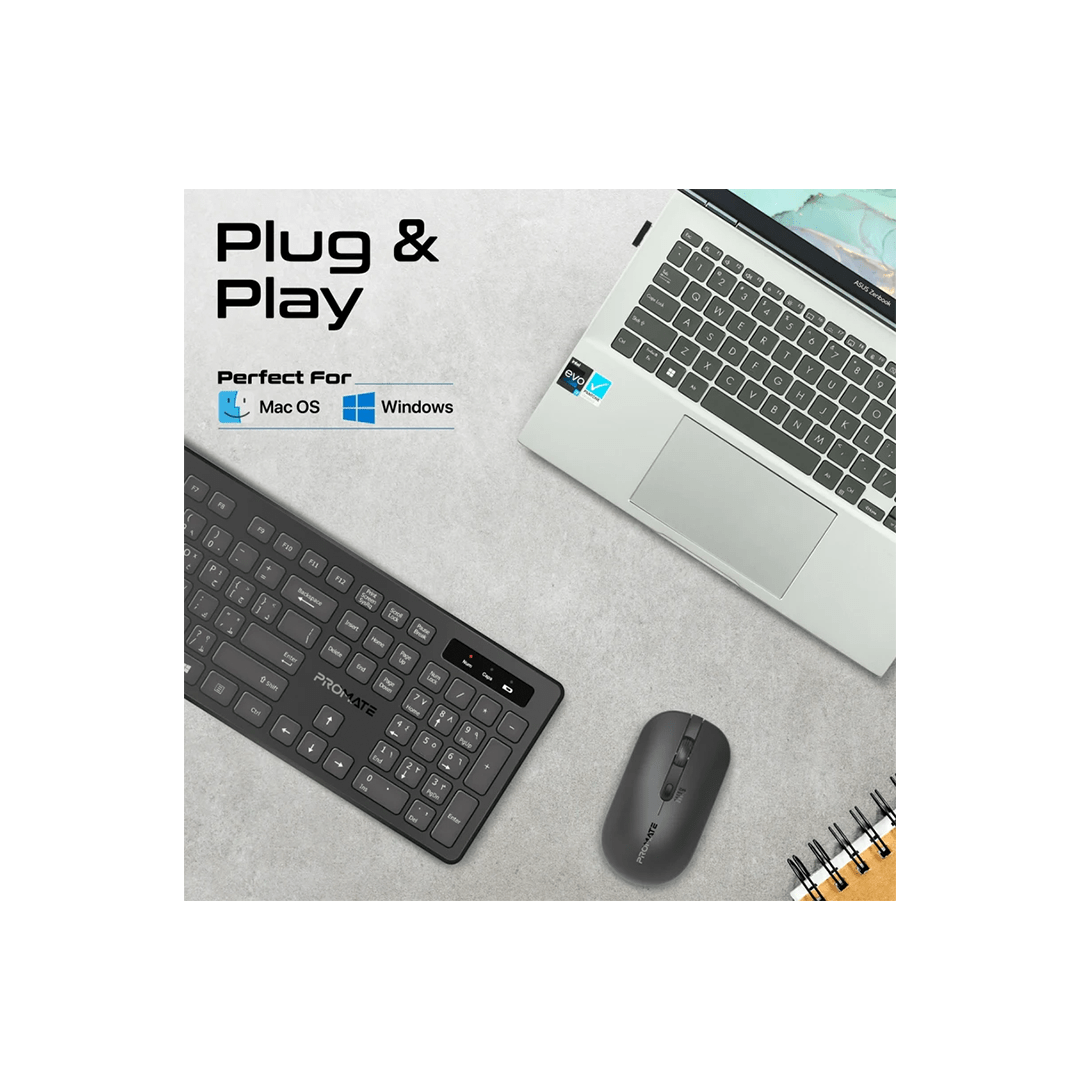 Promate ProCombo-13 Sleek Profile Full-Size Wireless Keyboard and Mouse in Qatar Promate ProCombo-13 Sleek Profile Full-Size Wireless Keyboard and Mouse in Qatar